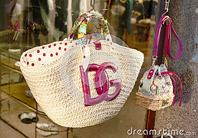 Luxury Hand bags D&G dolce and gabbana straw bag Editorial Stock Photo