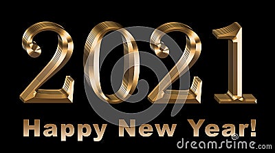 Luxury 2021 Happy New Year elegant design .Golden 2021 numbers on black background Stock Photo