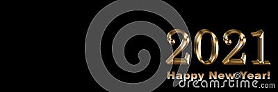 Luxury 2021 Happy New Year elegant design .Golden 2021 numbers on black background .Copy space for text. Banner Stock Photo