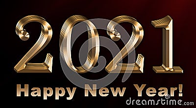 Luxury 2021 Happy New Year elegant design .Golden 2021 numbers on black and red background Stock Photo