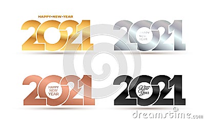 Luxury 2021 Happy New Year elegant design of golden, silver, rose, black logo numbers. Perfect typography for 2021 save the date Vector Illustration