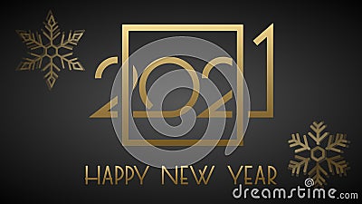 Luxury 2021 Happy New Year elegant design. Vector illustration of gold digits 2021 logo on black background Vector Illustration