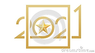 Luxury 2021 Happy New Year elegant design. Vector illustration of gold digits 2021 with a star Vector Illustration