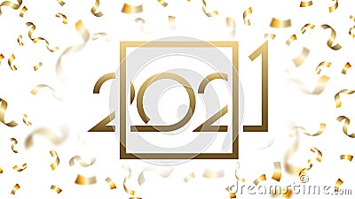 Luxury 2021 Happy New Year elegant design. Vector illustration of golden numbers 2021 with confetti, Vector Illustration