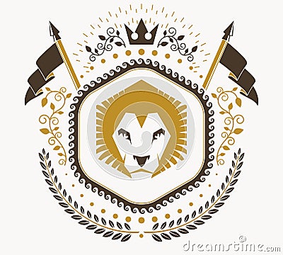 Luxury heraldic vector emblem template. Vector blazon. Vector Illustration
