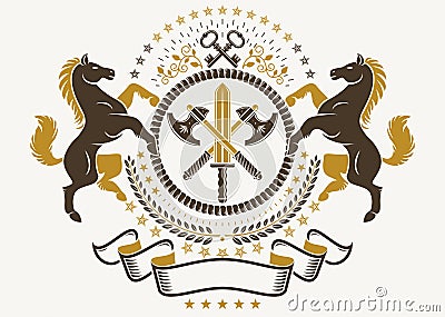 Luxury heraldic vector emblem template. Vector blazon composed w Vector Illustration