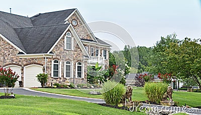 Luxury Home 106 Lion Statues Stock Photo