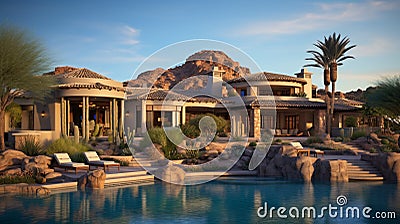 A luxury Home in Scottsdale Arizona. Generative Ai Stock Photo