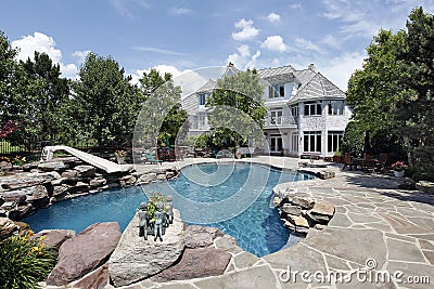 Luxury home with swimming pool Stock Photo