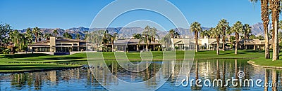 Luxury homes along a golf course in Palm Desert Editorial Stock Photo