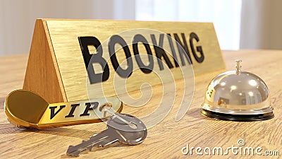 Luxury Hotel Reception Desk for vip with Concierge and Service Bell Stock Photo
