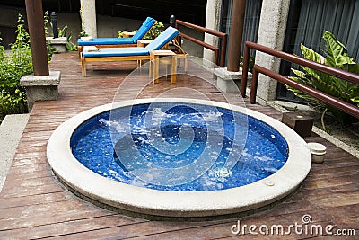 Luxury Hotel Resort and Hot Tub Water Spa Stock Photo