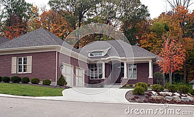 Luxury House in Autumn Stock Photo