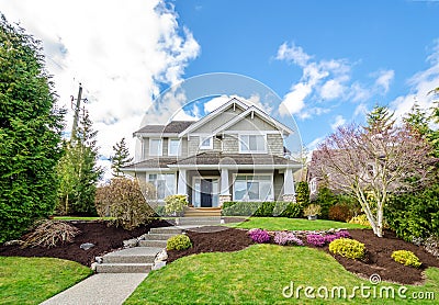 Luxury house with beautiful landscaping Stock Photo