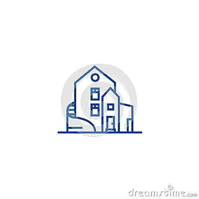 Luxury house,detached mansion line icon concept. Luxury house,detached mansion flat vector symbol, sign, outline Vector Illustration