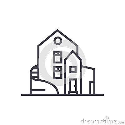 Luxury house,detached mansion vector line icon, sign, illustration on background, editable strokes Vector Illustration