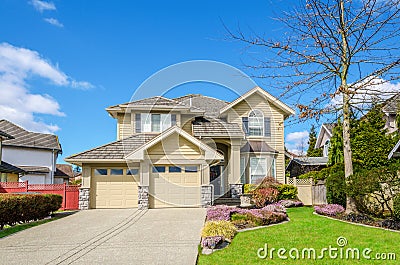 Luxury house with a two-car garage Stock Photo