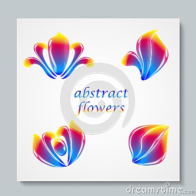 Luxury image logo Rainbow Abstract Flowers Set. Vector illusration Vector Illustration