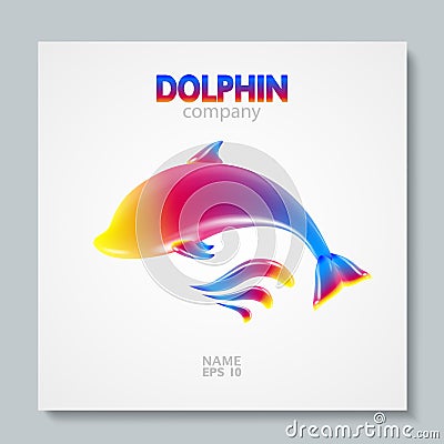 Luxury image logo Rainbow Dolphin. To design postcards, brochures, banners, logos, creative projects. Vector Illustration