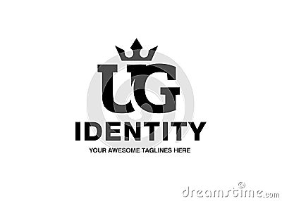 Luxury initial letter UG with crown vector Vector Illustration