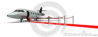 Luxury jet with red carpet Stock Photo