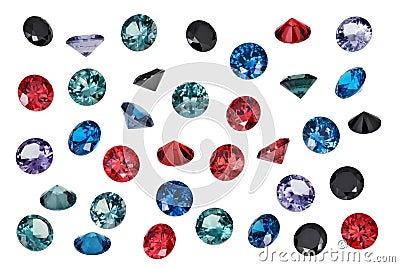 Luxury jewelry gems, set of colored gemstones Stock Photo