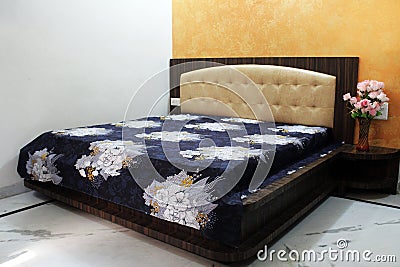 Luxury king size bed with fully furnished furniture Stock Photo