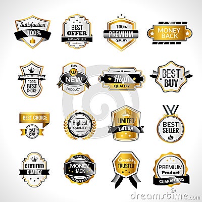 Luxury Labels Gold And Black Vector Illustration