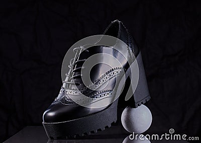 Luxury ladies black shoes. Stock Photo
