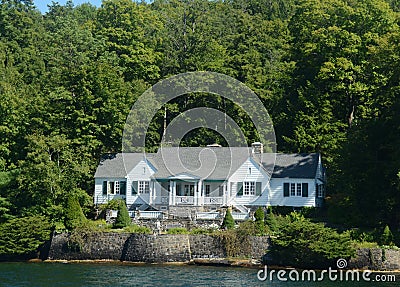 Luxury lakefront home Stock Photo