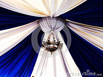 Luxury lamp with blue-white canopy Stock Photo