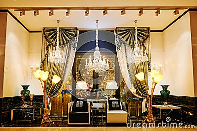 Luxury lighting furniture shop window Stock Photo