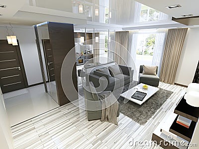 Luxury living room studio in a modern style. Stock Photo