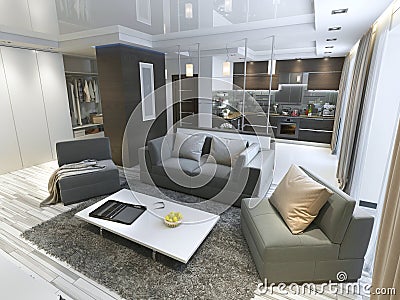 Luxury living room studio in a modern style. Stock Photo