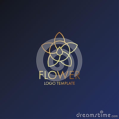 A Luxury Logo Flower with drop water icon or Floral emblem. For Business Royal Hotel Villa Interior Icon and Resort Vector Illustration