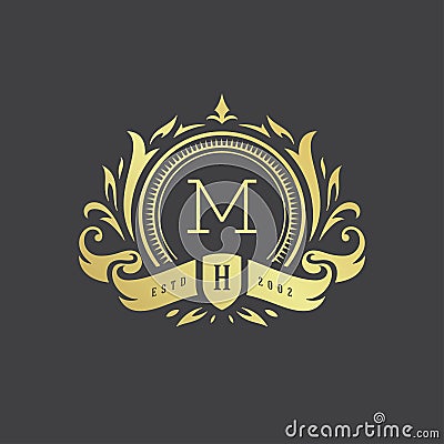 Luxury logo monogram crest template design vector illustration. Vector Illustration