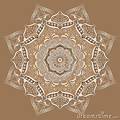 Luxury mandala design with Cream color, Vector mandala floral patterns with black background Vector Illustration