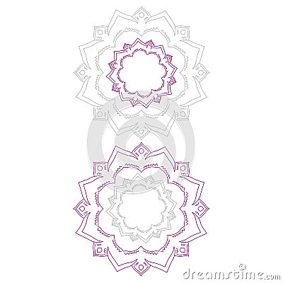 Luxury Mandala Set Grey Purple Vector Illustration