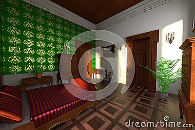 Luxury manor interior - bedroom Stock Photo