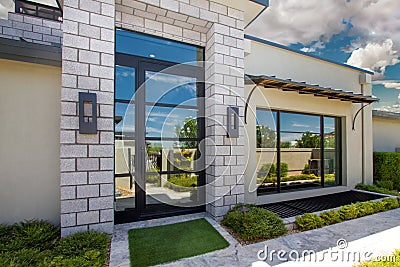 Luxury Mansion Home Entrance Stock Photo