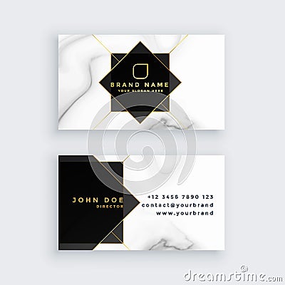 Luxury marble style black and white business card Vector Illustration