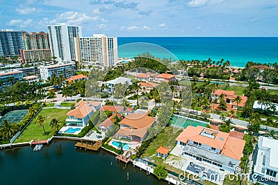 Luxury Miami homes aerial image Stock Photo