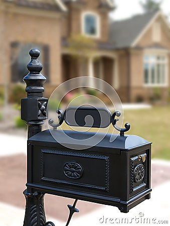 Luxury Model Home Ornate Mailbox Stock Photo