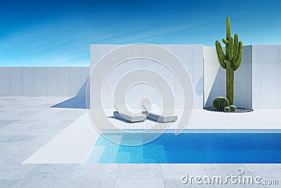 Luxury modern backyard with a swimming pool Stock Photo