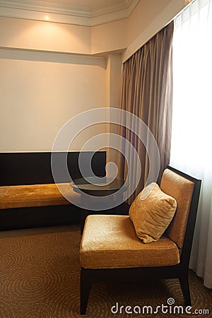 Luxury modern bedroom. Modern style in the hotel. Relax room of the people when leave in the hotel Stock Photo