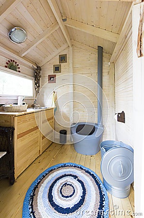 Luxury Modern Chemical Dry Toilet Cabin w Stock Photo