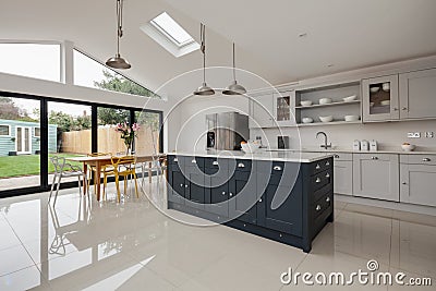 Luxury modern kitchen with bifold doors Editorial Stock Photo