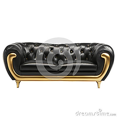 Luxury modern leather black and gold sofa on the white background Stock Photo