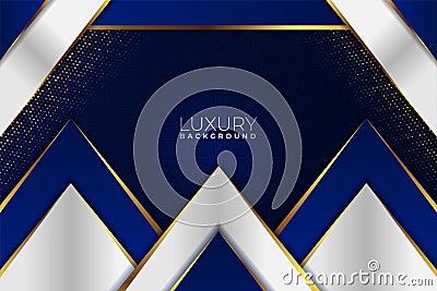 Luxury Modern Royal Abstract Geometric Navy Pattern with Golden Line and Background Vector Illustration