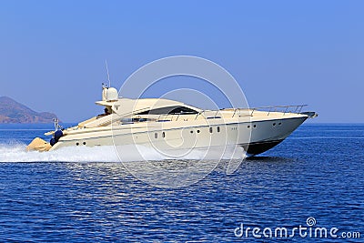 Luxury motor yacht. Fast motor boat Editorial Stock Photo